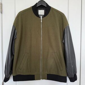 Avec Les Filles Varsity Mixed Media Bomber Jacket M